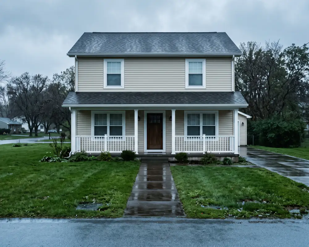 A washed house exterior in Cleveland, siding and walkway both back to their original color